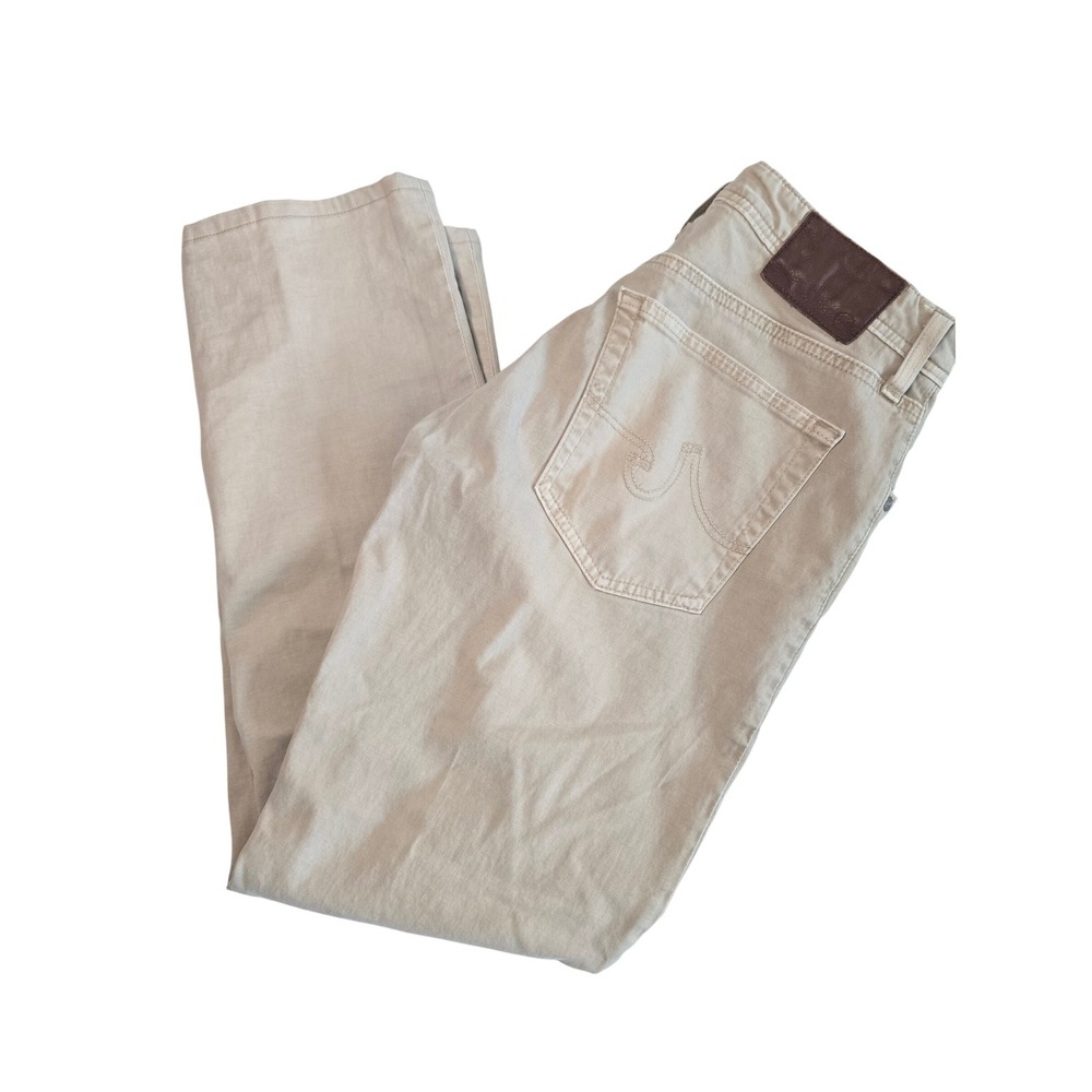 AG Adriano Goldschmied The Graduate Tailored Leg Pants Khaki Tan 34x29 USA Made